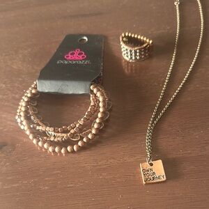 Paparazzi Copper Jewelry Set - Necklace, Bracelet, and Ring
